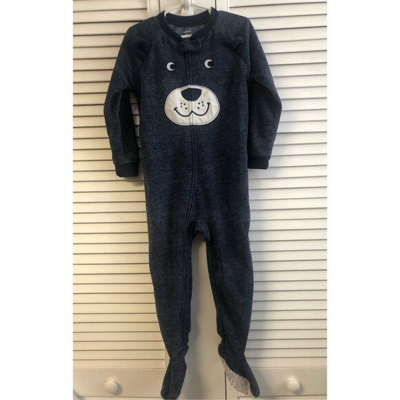 Carter's Size 4T Blue Bear Fleece Zip Up Footie Pajamas - Picture 1 of 5